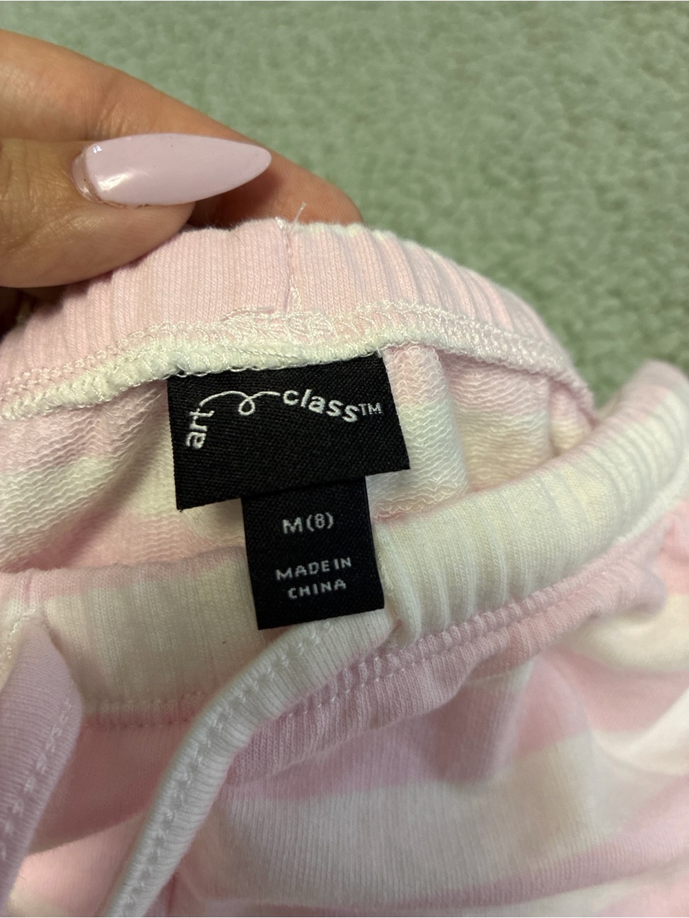 Striped Pink and White Women’s Lounge Shorts girls size M (8) - Picture 2 of 3